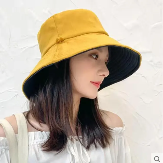 Reversible Comfortable Breathable Big Brim Sun Hat Yellow - Shop at LoveMi