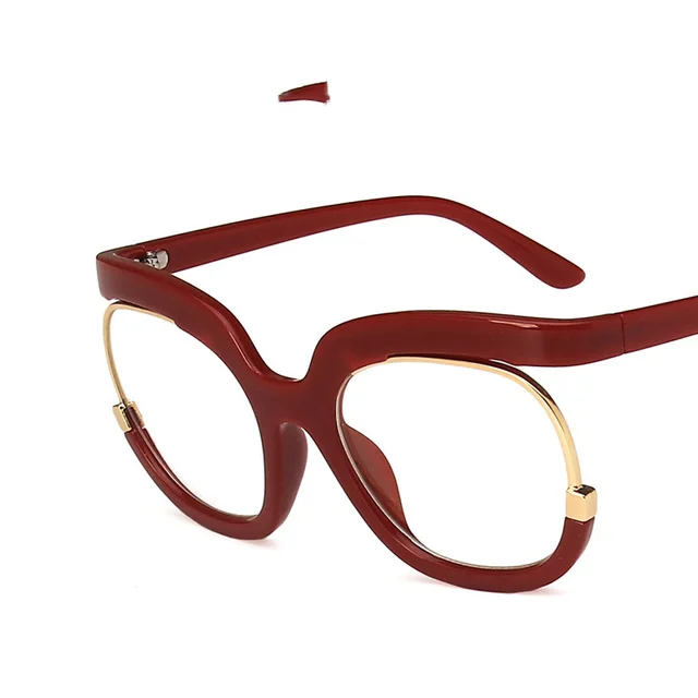 Large Frame Anti Blue Light Glasses Frame Owl Wine Red And White Tablets - Shop at LoveMi