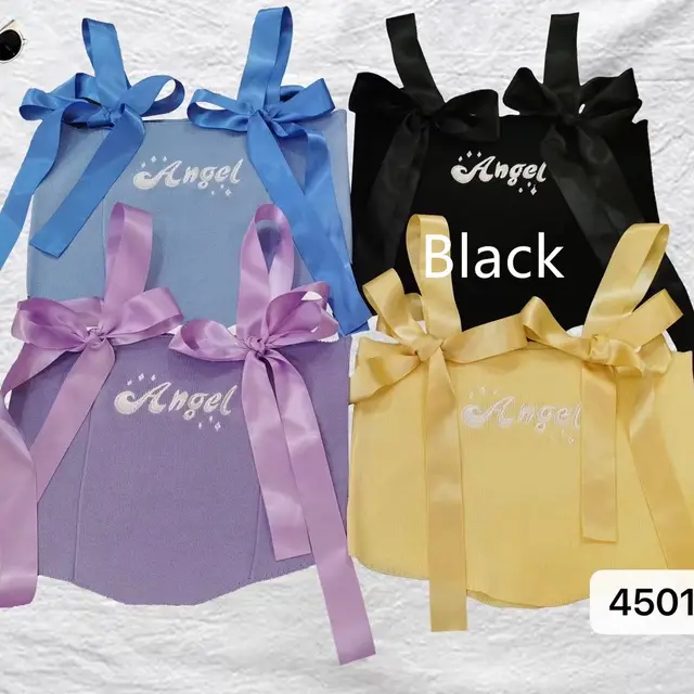 Butterfly Embroidered Camisole Cropped Slim Fit Knit Top Black - Shop at LoveMi