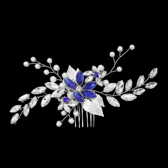 Gold And Silver Crystal Gauze Dress Accessories Headdress Blue - Shop at LoveMi