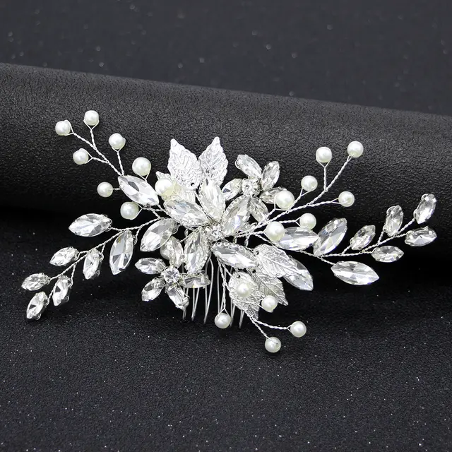 Gold And Silver Crystal Gauze Dress Accessories Headdress Silver - Shop at LoveMi