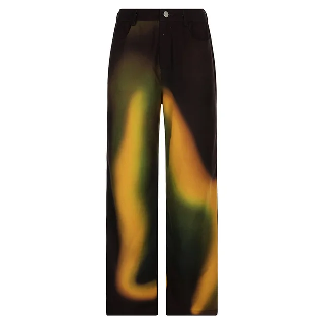 Fashion Women's Gradient Rainbow Print Casual Pants Brown - Shop at LoveMi