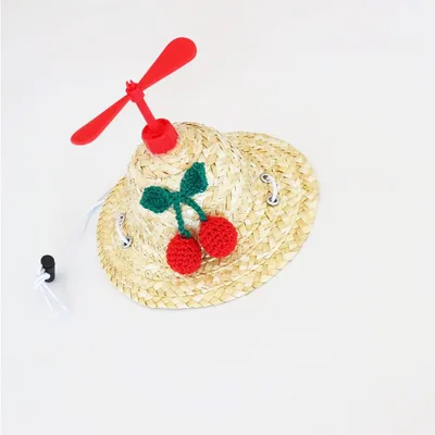 Cat Hat Bamboo Dragonfly Go Out Shade Photo Props Grass Hat Cherry Bamboo Dragonfly Hat - Shop at LoveMi