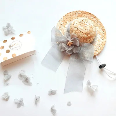 Cat Hat Bamboo Dragonfly Go Out Shade Photo Props Grass Hat Grey Straw Hat - Shop at LoveMi