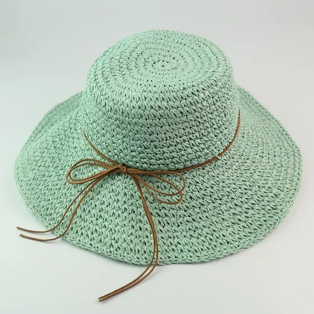 Women's Straw Versatile Travel Sunshade Beach Hat Fluorescent Green - Shop at LoveMi