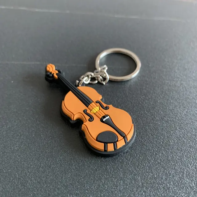Musical Instrument Silicone Guitar Pvc Soft Keychain Pendant Violin - Shop at LoveMi