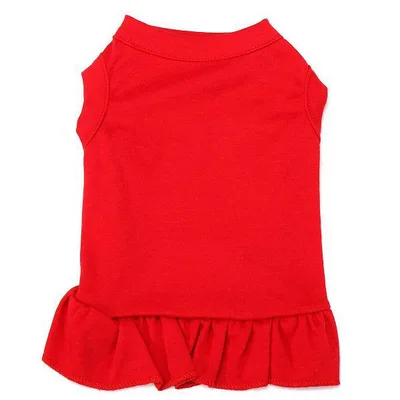 Solid Color Cotton Ruffle Dress Pet Clothes Red - Shop at LoveMi