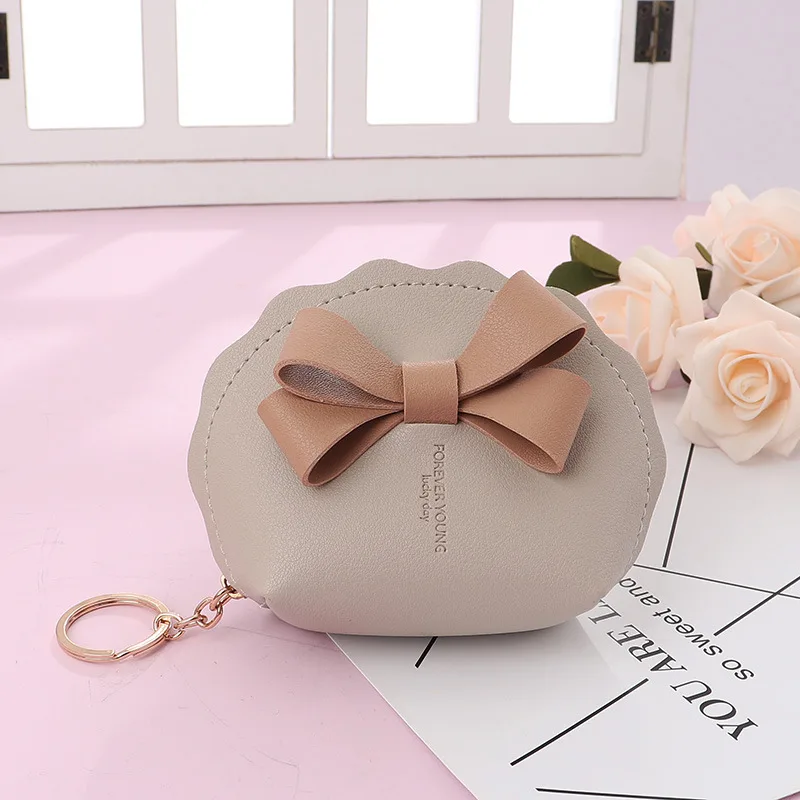Bow Leather Mini Coin Storage Wallet Khaki - Shop at LoveMi