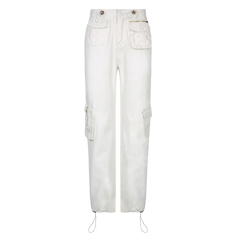 Multi pocket Women's New Vertical Body Jeans White - Shop at LoveMi