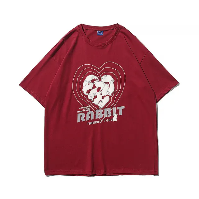 Red Collarless Loose Short Sleeve Teen Red - Shop at LoveMi