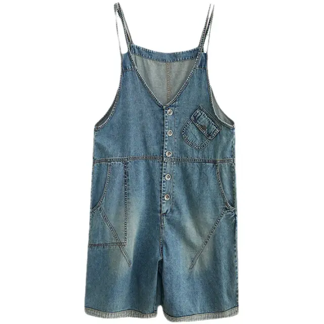 Plus Size Sister Summer Cowboy Suspenders Casual Light Blue - Shop at LoveMi