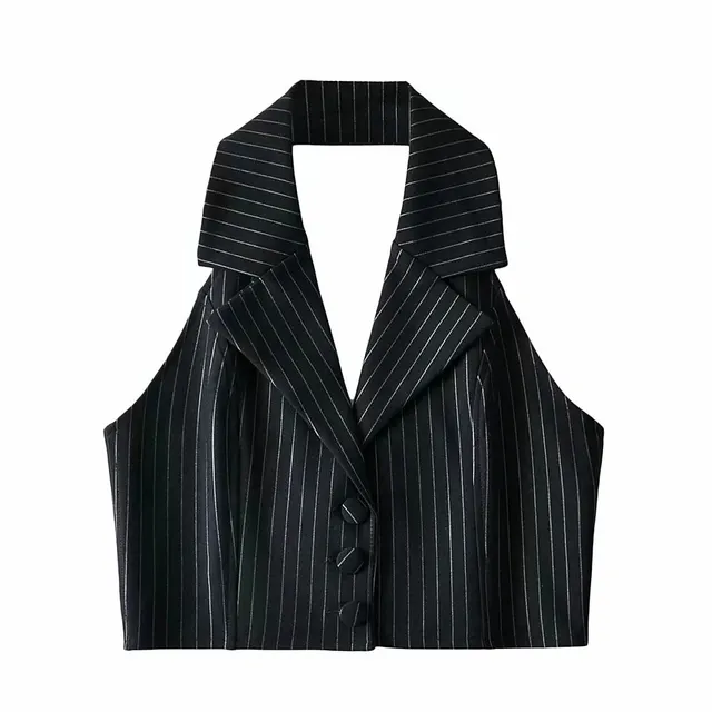 Women's Single Breasted Slim Short Vest Black - Shop at LoveMi