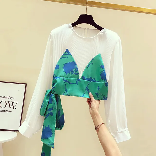 Cropped Tie Up Bow Pleated Top French White - Shop at LoveMi