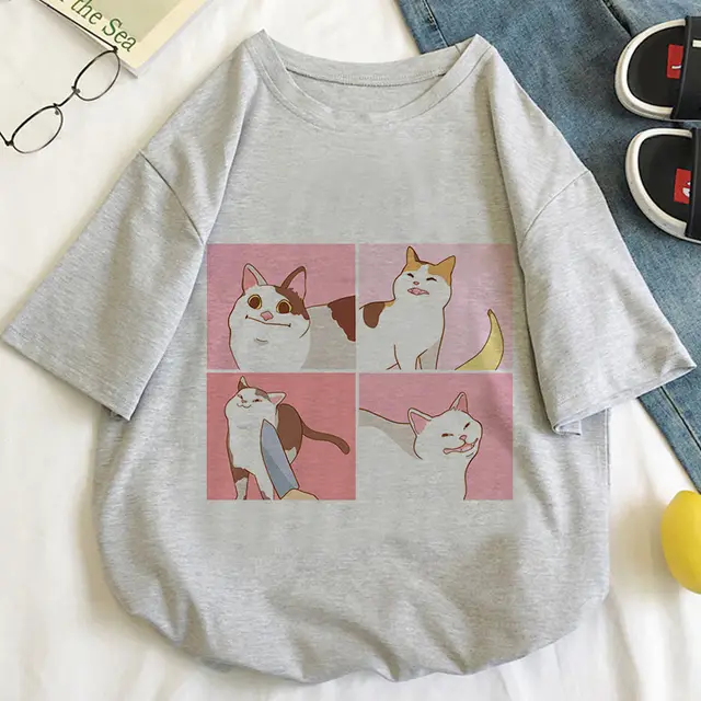 Cat Kawaii Cartoon Pattern T shirt Women - Shop at LoveMi