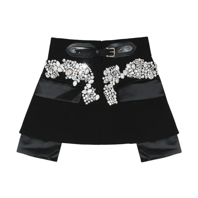 Women's Heavy Duty Beaded Panel Girdle Skirt Black - Shop at LoveMi