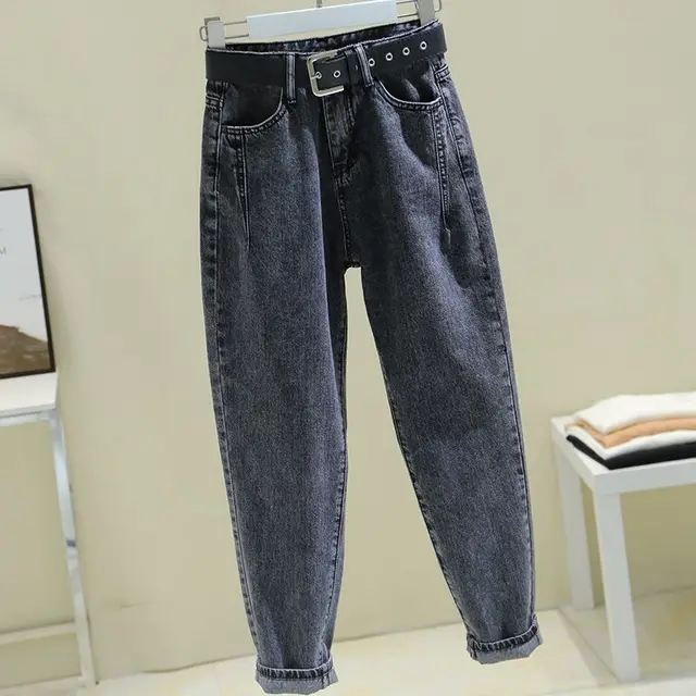 Women's Loose High Waist Slim Harem Daddy Pants Dark Grey - Shop at LoveMi