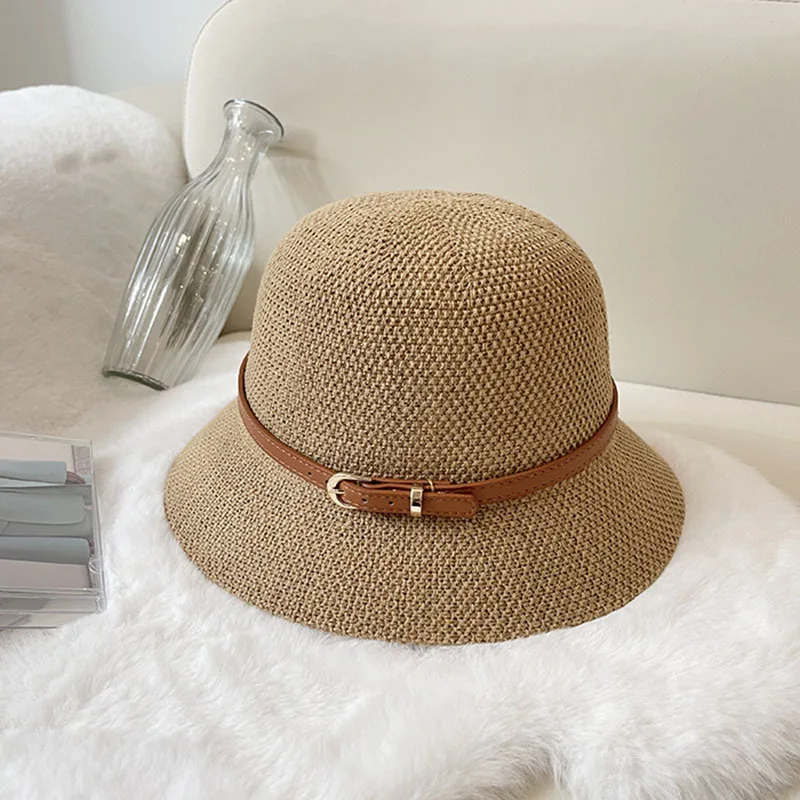 Women's Vintage Style Linen Knit Belt Basket Hat Camel - Shop at LoveMi