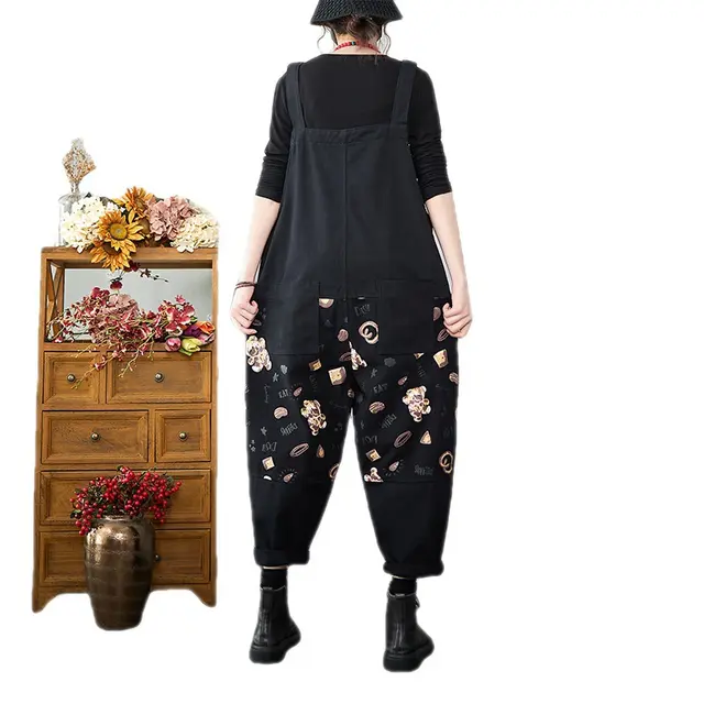 Large size Women's Korean Version Of The New Jeans Suspenders Black - Shop at LoveMi