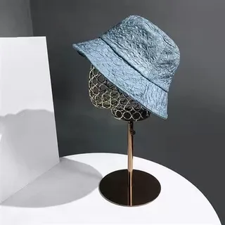 Women's Ink Wash Tie-dye Jungle Big Brim Fisherman Hat - Blue Seersucker Bucket Hat