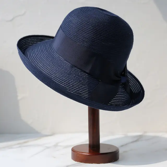 Women's Foldable Bucket Hat With Bow Navy Blue - Shop at LoveMi