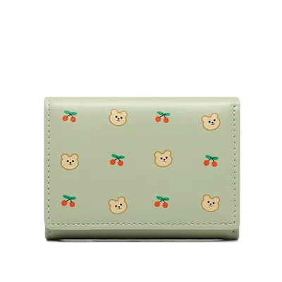 Short Wallet Cute Bear Cherry Mini Green - Shop at LoveMi