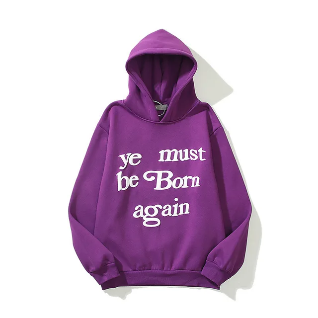 Letter Foam Print Men's And Women's Hoodie Plus Fleece Sweater Purple - Shop at LoveMi