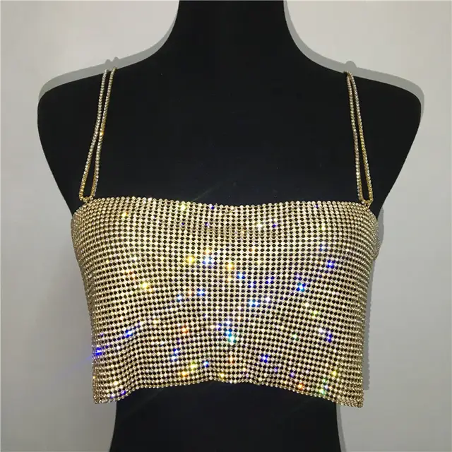 Women's Backless Diamond studded Chain Top Gold - Shop at LoveMi
