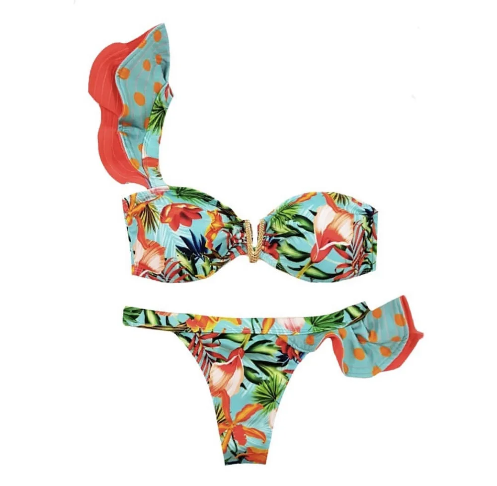 Heavy Industry Print Bikini Ladies Swimsuit Backless Color0712 S - Shop at LoveMi