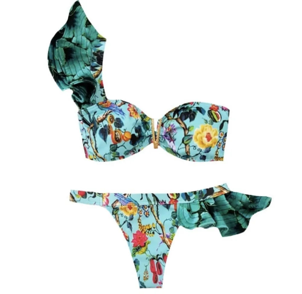 Heavy Industry Print Bikini Ladies Swimsuit Backless Color0713 M - Shop at LoveMi