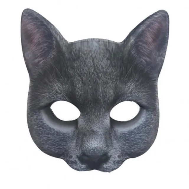 Masquerade Digital Printing Animal White Cat Mask Blue Cat - Shop at LoveMi