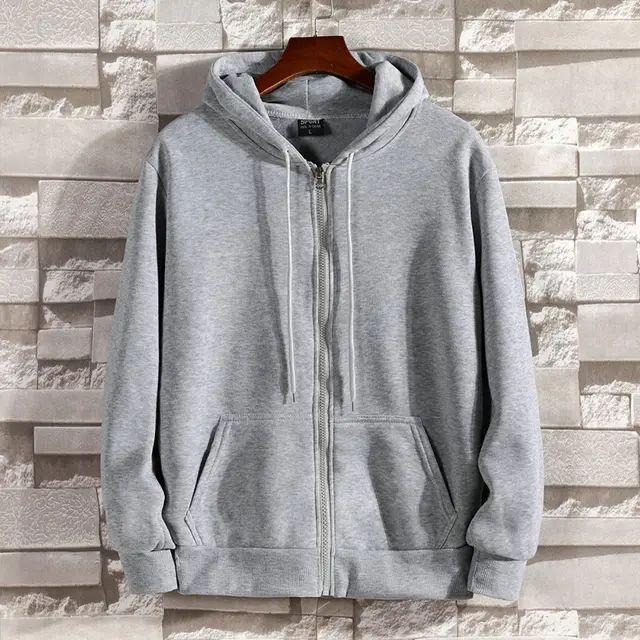 Cotton Outer Hooded Zip Sweater Jacket Grey - Shop at LoveMi