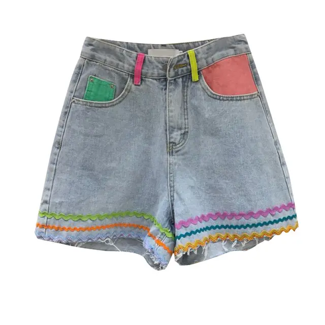 All Match High Waist Slim Loose Raw Edge Denim Shorts Pants Light Blue - Shop at LoveMi