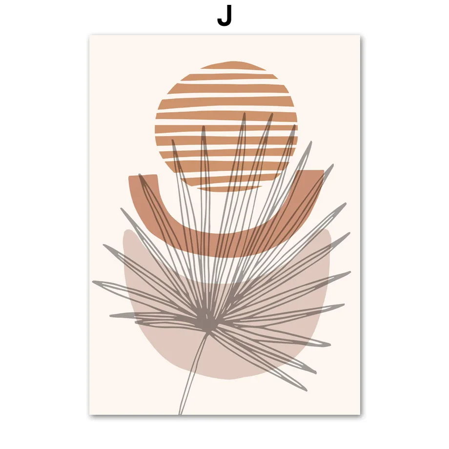 Line Leaves Geometric Abstract Boho Home Decor Painting J - Shop at LoveMi