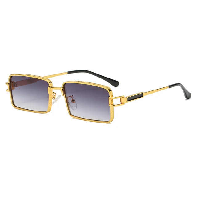 Personality Square Retro New Trend Glasses Gold Frame Grey Slice C2 - Shop at LoveMi