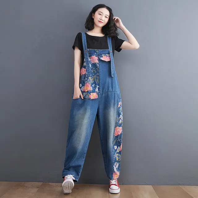 Women's Korean Version Of The New Large Size Jean Suspenders Blue - Shop at LoveMi