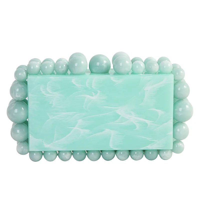 Large And Small Pearl Acrylic Marbled Clutch Green - Shop at LoveMi