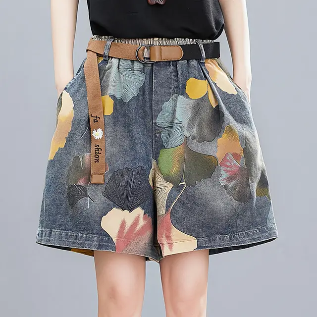 Thin Denim Printed Wide Leg Panties For Women Blue - Shop at LoveMi