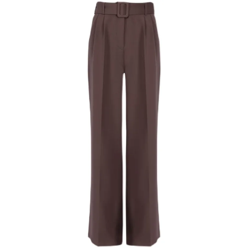 Women's Casual All match Solid Color Neutral High Waist Suit Pants Brown - Shop at LoveMi