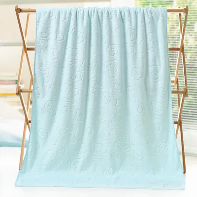 Microfiber Cartoon Printing Soft And Absorbent Beach Bath Towel Embossed Light Blue - Shop at LoveMi
