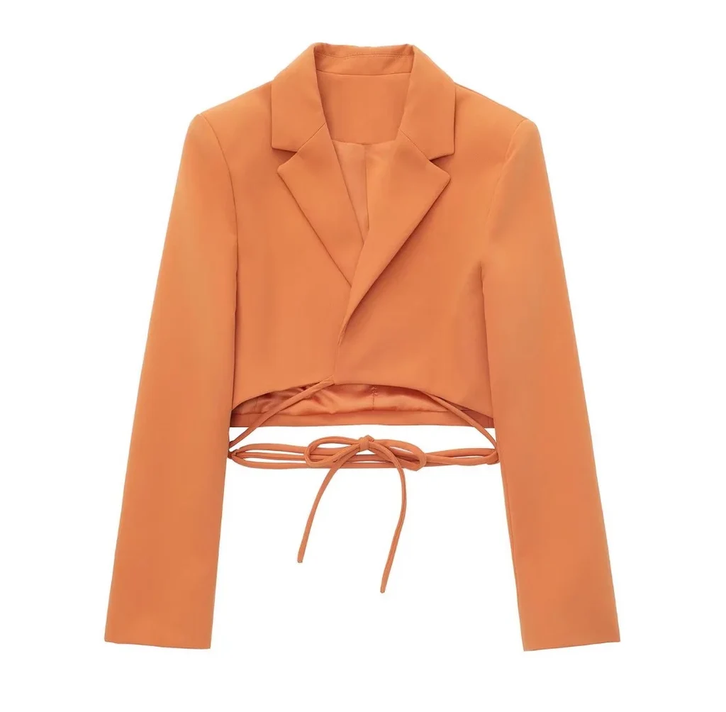 Women's Bow Tie Cropped Blazer Culotte Set - Suit
