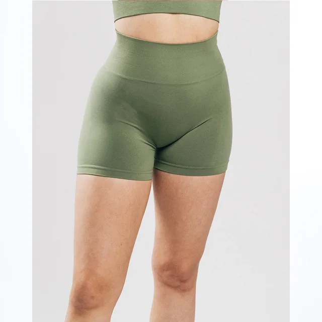 Sports Slim Hip Lift Elastic Tight High Waist Fitness Shorts Army Green - Shop at LoveMi