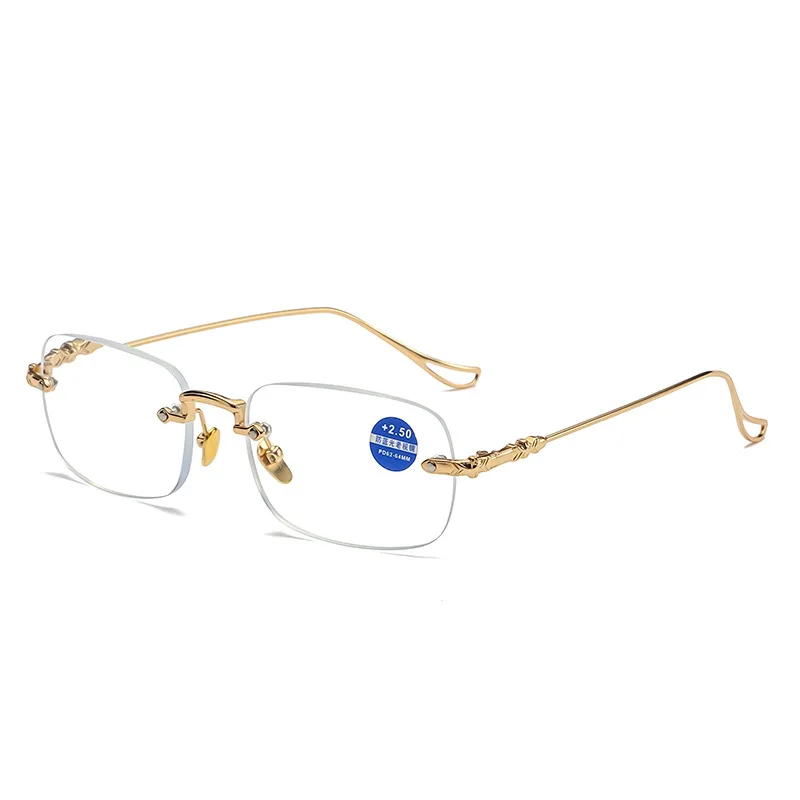 Men's Frameless Reading Glasses Anti Blue Light Radiation HD - Gold Frame C1
