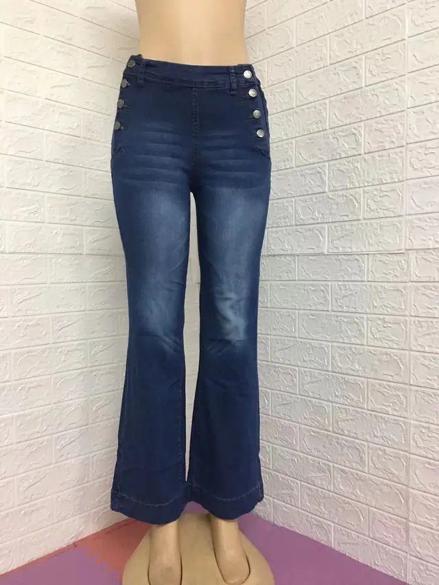 Women's Jeans Button Solid Color Slim Fit Light Blue - Shop at LoveMi