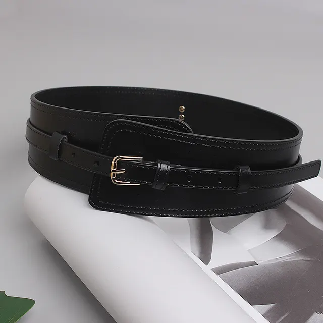 Women's Leather Girdle Wide Decorative All Match Black - Shop at LoveMi