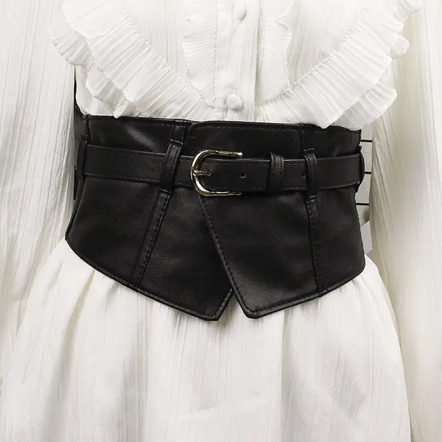 Black Extra Wide Waist Seal Elastic Simple Versatile Sweater Belt Black - Shop at LoveMi