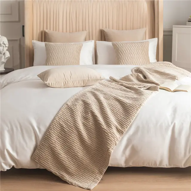 Cotton And Linen Household Bed Flag Bed Towel Beige - Shop at LoveMi