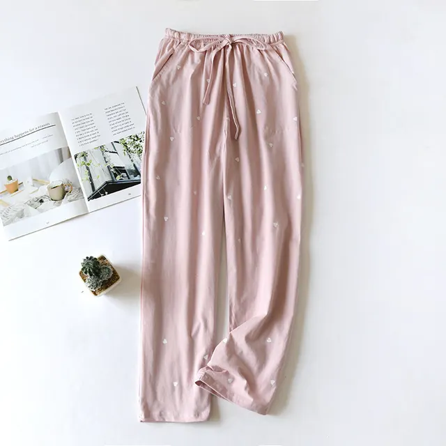Plus Size Loose Women's Pajama Pants Home Trousers Pink Heart - Shop at LoveMi