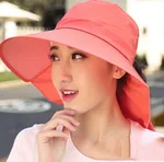 Large Brim UV Protection Hat Sun Folding Cycling Beach - Orange Red