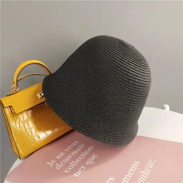 Sunscreen Foldable Japanese Fisherman's Straw Hat Black - Shop at LoveMi