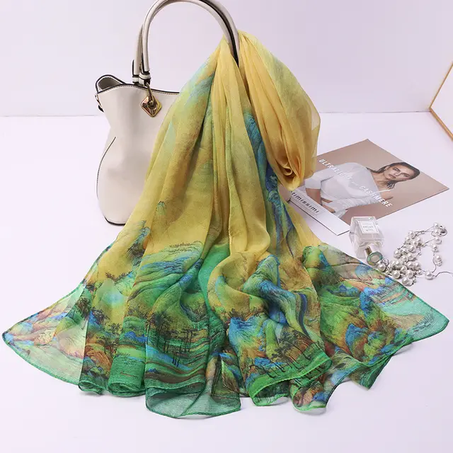 Women's Qianli Jiangshan Tu Tulle Scarf Rivers And Mountains - Shop at LoveMi